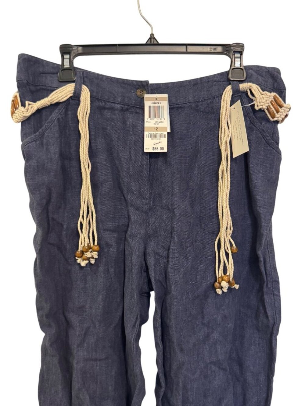 Charter Club Katherine Fit Womens Cropped Linen Pants Indigo Size 12 NWT - Picture 5 of 8